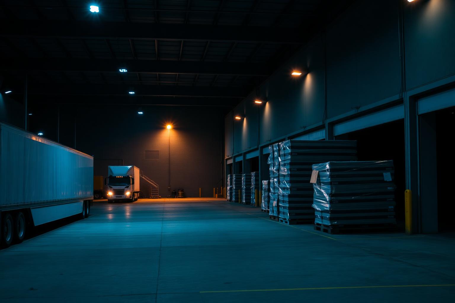 Centro logístico con palés de producto terminado